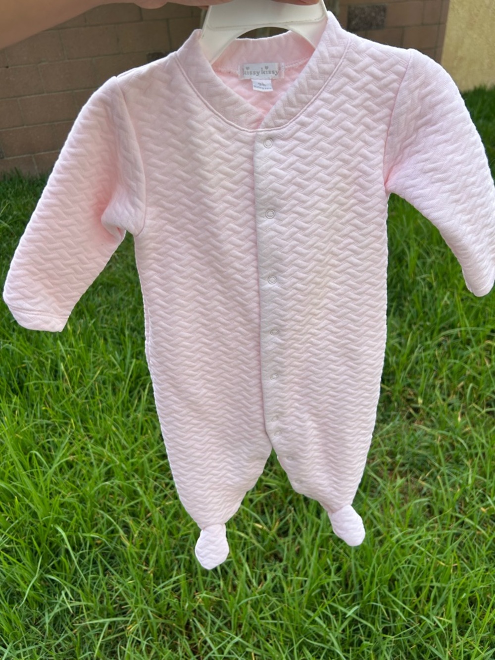 Kissy Kissy Quilted Light Pink Footed One-Piece